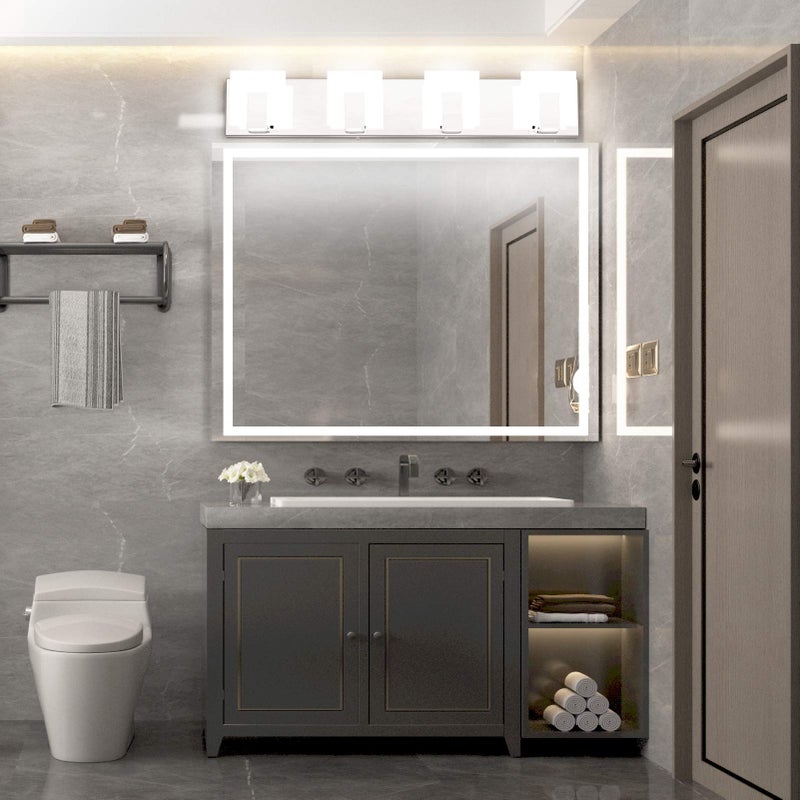 Aipsun 4 Lights Modern LED Vanity Light for Bathroom Frosted White Acrylic Chrome Up and Down Bathroom Wall Light Fixtures Over Mirror(White Light 6000K) - Image 3